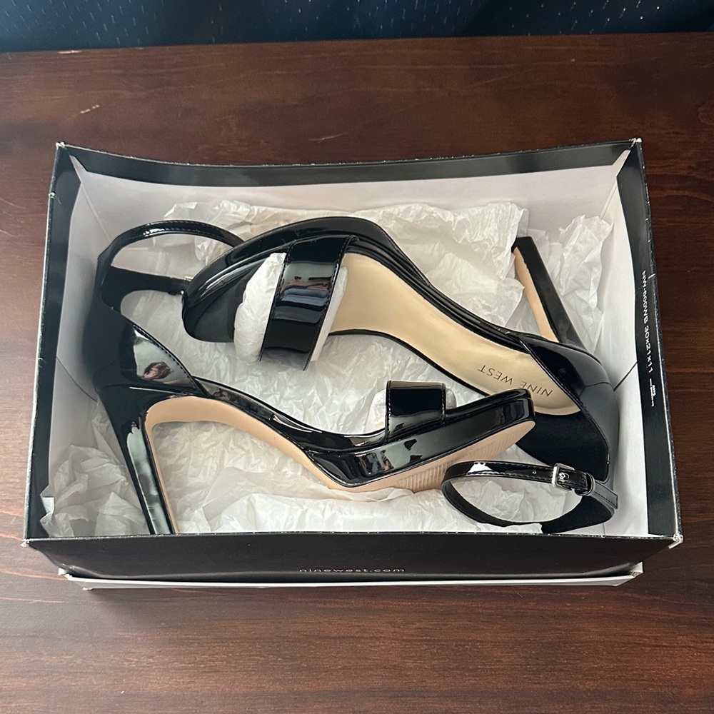 Nine West Black Patent Slingback Stiletto Heels